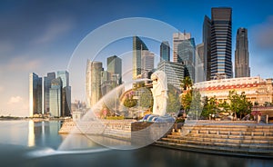 Business district and Marina bay in Singapore