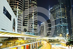 Business District at Night. Hong Kong.