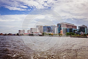 Business district on the river border