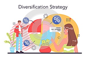 Business diversification concept. Risk management strategy, process of capital