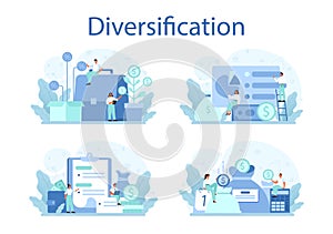 Business diversification concept set. Risk management strategy