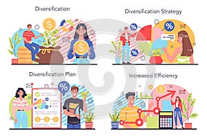 Business diversification concept set. Risk management strategy