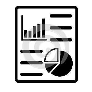 business document with graph icon, pie chart symbol