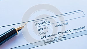 Business document invoice paper keep in the folder