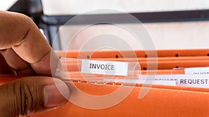 Business document invoice paper keep in the folder