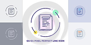 Business document line art vector icon. Outline symbol of office paper. Paperwork pictogram made of thin stroke