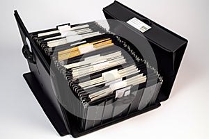 business document organizer, with files and folders in neat rows