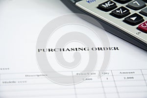 Business document purchasing order waiting to sign on white background