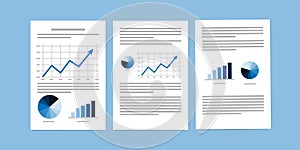 Business documents, Paperwork or Business reports on blue background