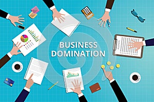 Business domination concept work in desk with graph document