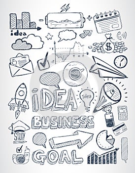 Business doodles Sketch set : infographics elements ,