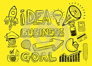 Business doodles Sketch set : infographics elements isolated