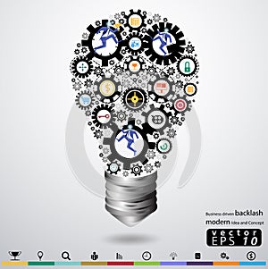 Business driven backlash lamp modern Idea and Concept Vector illustration with people, icon,hand