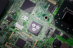 Business e-commerce icon on motherboard