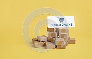 Business ecommerce or online shopping concepts with group of product box order