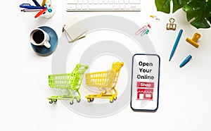 Business ecommerce or online shopping concepts with open your online shop or digital marketing