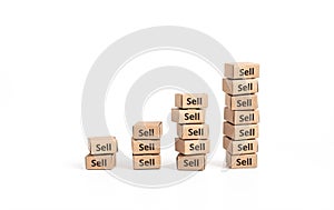 Business ecommerce or retail with Sell text on product box.marketplace and marketing strategy