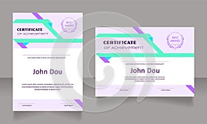 Business economics certificate design template set
