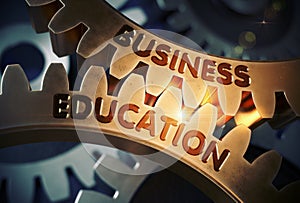 Business Education Concept. Golden Gears. 3D Illustration.