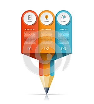 Business education pencil infographic template