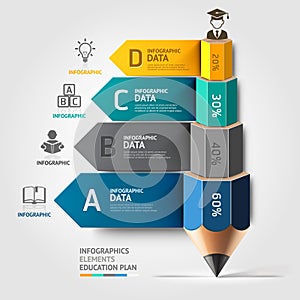 Business education pencil staircase Infographics o