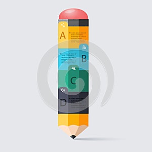 Business education pencil staircase Infographics option. Vector