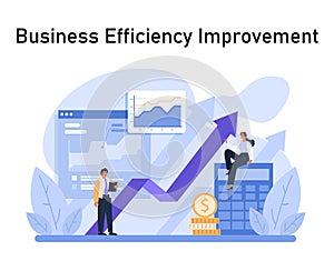 Business Efficiency Improvement spotlighted. Professionals analyze
