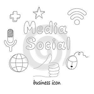 Business element icons in doodle style, infographic set. Isolated vector illustration design. Hand drown business icon