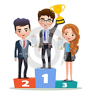 Business employee vector character achievement concept.