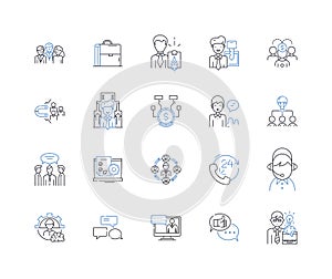 Business enterprise line icons collection. Profit, Expansion, Strategy, Marketing, Growth, Innovation, Leadership vector photo