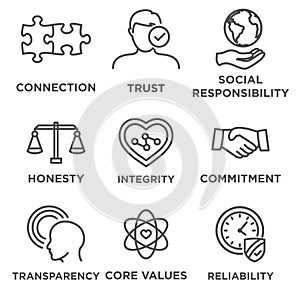 Business Ethics Icon Set Outline