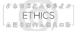 Business Ethics Moral Collection Icons Set Vector .