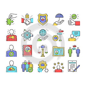 Business Ethics Moral Collection Icons Set Vector .