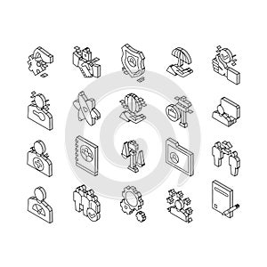 Business Ethics Moral Collection isometric icons set vector