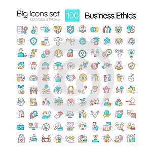 Business ethics RGB color icons set