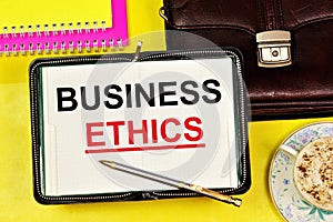 Business ethics. A widget to display text in Notepad.
