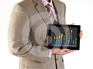 Business executive making presentation using tablet computer