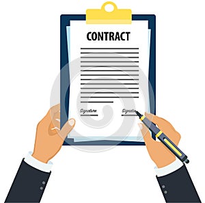 Executive signing contract document concept