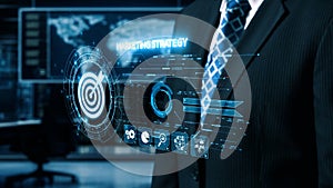 Business Executive Using Innovative Marketing Strategy Concept With Digital Display Technology In Modern Office