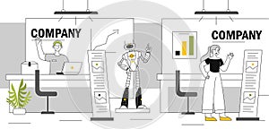 Business exhibition vector line