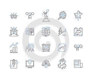 Business expansion line icons collection. growth, scaling, expansion, diversification, globalization, franchise