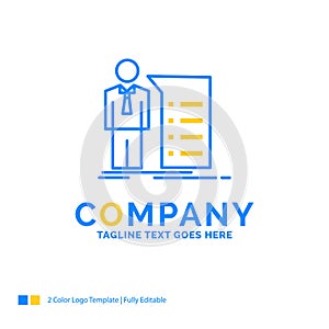 Business, explanation, graph, meeting, presentation Blue Yellow