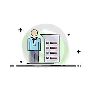 Business, explanation, graph, meeting, presentation Flat Color Icon Vector