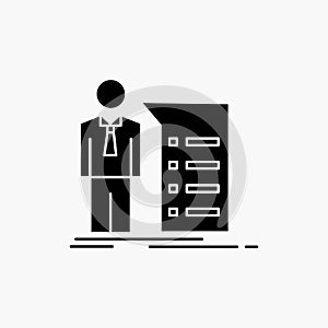 Business, explanation, graph, meeting, presentation Glyph Icon. Vector isolated illustration