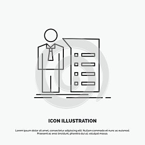 Business, explanation, graph, meeting, presentation Icon. Line vector gray symbol for UI and UX, website or mobile application