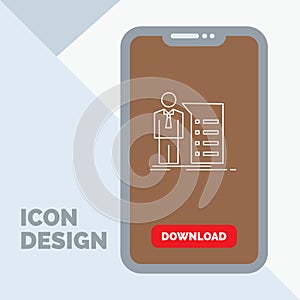 Business, explanation, graph, meeting, presentation Line Icon in Mobile for Download Page