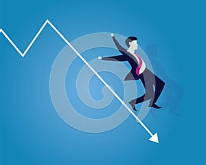 Business Failure Businessman Falling Down on Arrow