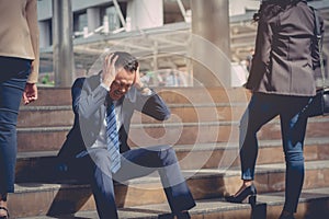 business failure concept : businessman stressed sitting ,problem life balance