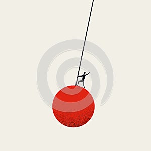 Business failure with wrecking ball, vector concept. Symbol of crisis, crash, destruction. Minimal design illustration.