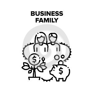 Business Family Vector Black Illustration